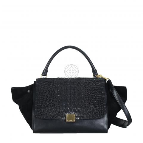 Celine trapeze deals croc embossed